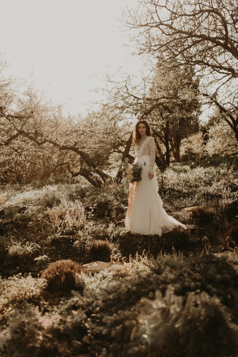 Lace ivory wedding dress by Anna Skoblikova