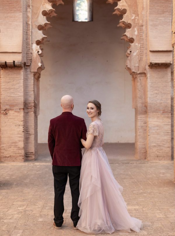 Pink wedding dress