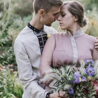 Свадебное платье цвета пыльной розы в винтажном стиле – 0134